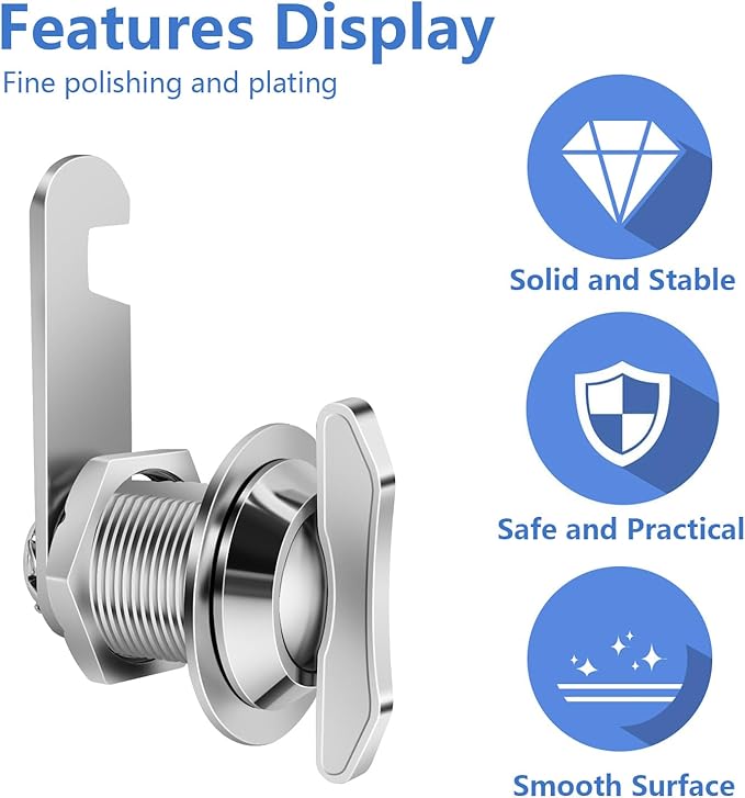 Thumb Operated Offset Cam Lock, 5/8" Cylinder Fits on 3/8" Max Door Thickness, Non-Locking Cam Lock for RV Compartment Storage Door, Cabinets, Drawers (5/8 Inch 6Pack) Silver