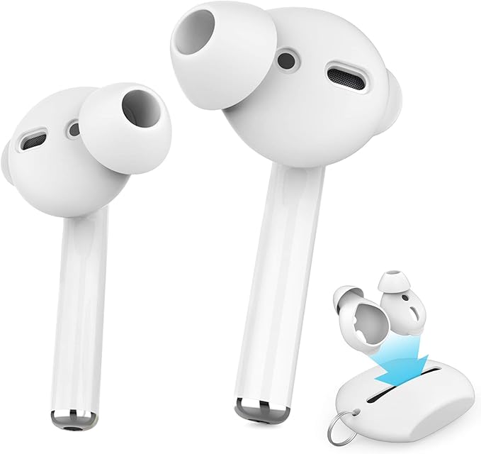AhaStyle 3 Pairs AirPods Ear Tips Silicone Earbuds Cover [Not Fit in The Charging Case] Compatible with Apple AirPods (3 Pairs Small, White)