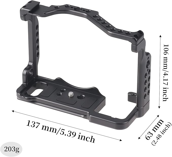 A7R V Cage, Hersmay Aluminium Full Camera Cage for Sony A7R V Mirrorless Camera Cage Support Accessories Kit Vlog Video Shooting Filmmaking Rig Stabilizer with 1/4" and 3/8" Arri Locating Hole