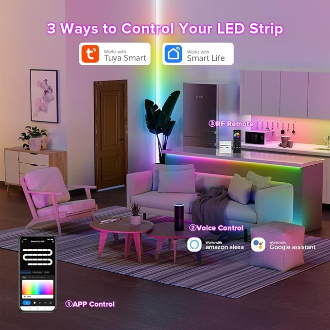 WiFi RGB IC LED Controller DR03W, Control by Smart Life/Tuya APP/Alexa/Google Home, Support WS2811/WS2812B COB Strip, SPI RGB Controller Work with WR01RF RC03RFB RF Remote
