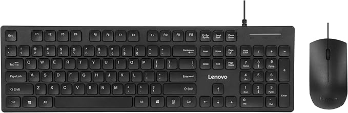 Lenovo 305 USB-C Wired Keyboard & Mouse Combo, Black, Spill-Resistant, Narrow Border, Adjustable Tilt, Full-Size Keyboard & Mouse, Compatible with Laptop, PC, Tablet, USB-C Connectivity Gaming Office
