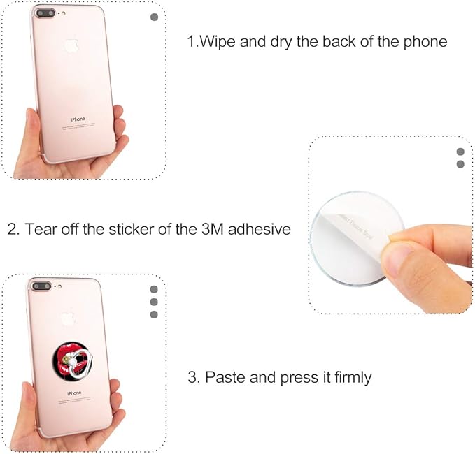Bonoma Phone Ring Stand, 3 Pack Lips 360 Degree Rotation Finger Grip Stand Holder Compatible with Smartphones and Tablets