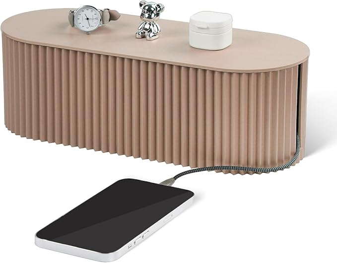 Cable Management Box Large Cable Organizer Box for Power Strips, Surge Protectors, Chargers, Adapters, TV Computer Wires Cable Hider Organizer Box with Cable Ties，Clip Holders - Khaki