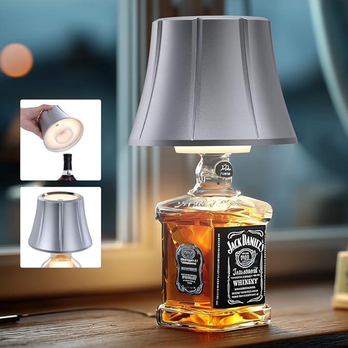 WILIT Wireless Bottle Lamp for Liquor Bottles, Dimmable Cordless Table Lamp Shades, Battery Operated Night Light for Bedroom, Home Bar Decor, Living Room, Dinning, Party, Women Gifts, Men Gifts