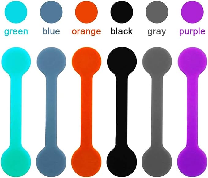 6 Pack Magnetic Twist Ties, Viaky Multicolor Magnet Keeper Bands Winder Wrap Straps Cable Clips Cord Organizer for Earphones/USB Cable/Bookmarks/Keychain/Cable Management
