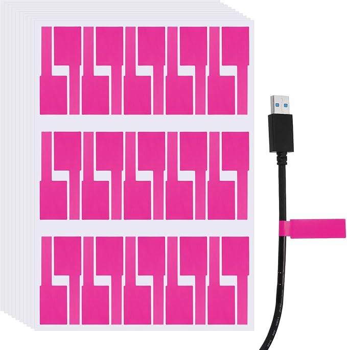 uxcell 300 Pcs Cable Labels, Waterproof Wire Cord Labels Tags, Cord Organizer Management Tags for Charger Cable Organizer Wire Markers Printer and Handwriting, Rose Red