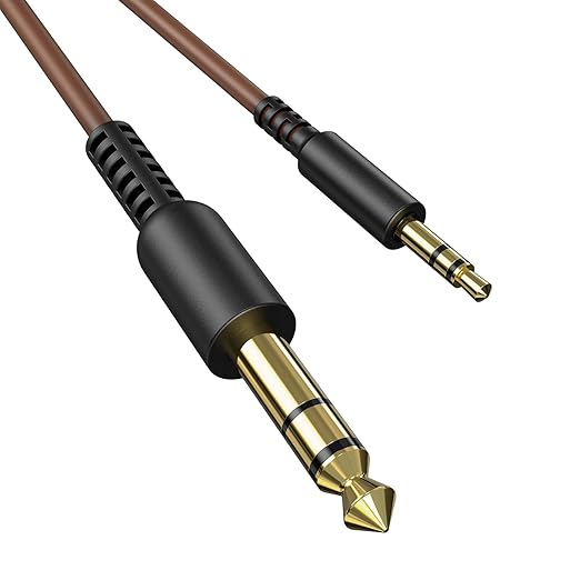 OneOdio 6.35mm to 3.5mm 6.6-9.8FT Stereo Adapter Cable Compatible with AMPs, Electronic Keyboards, Mixers, Guitars and Pro10/Pro30/Pro50 Headphones of OneOdio-Brown