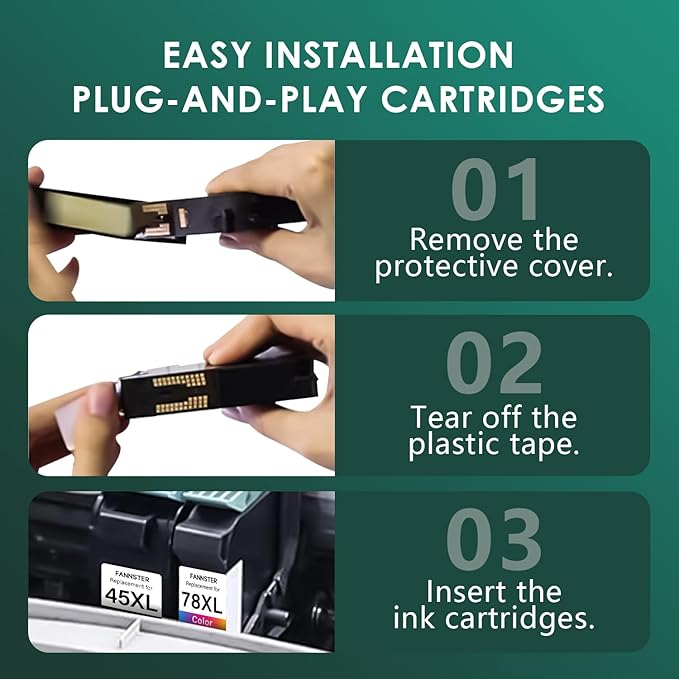 45 78 Ink Cartridge Combo Pack Compatible for HP Deskjet 1220c-ps 930C 952C 970Cxi Color Copier FAX 1220 PhotoSmart 1115 1215(1 Black, 1 Color)
