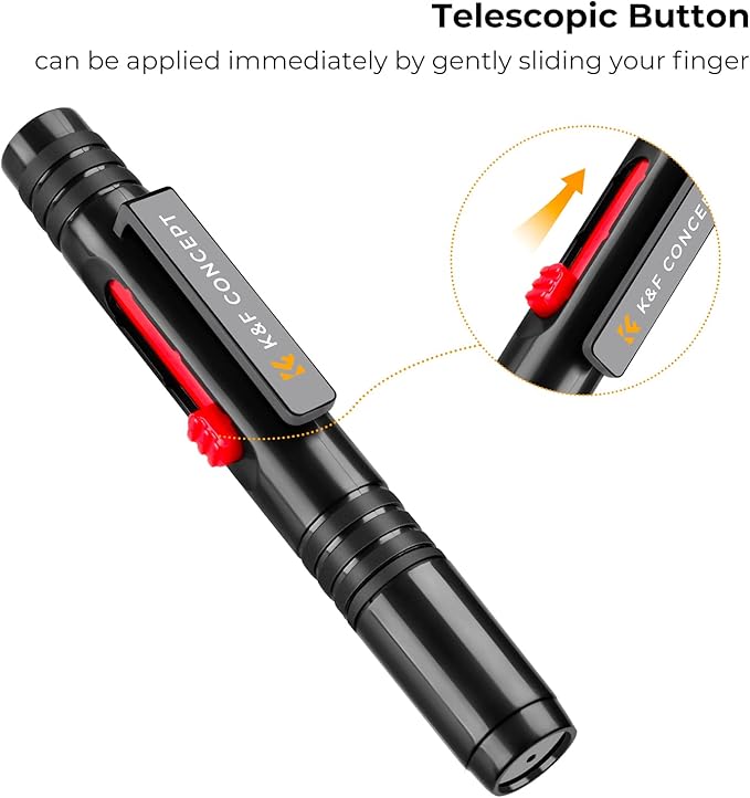 K&F CONCEPT Professional Lens Cleaning Pen with Soft Brush, Carbon Head Lens Cleaning Pen Compatible with Canon, Nikon, Pentax, Sony Digital Camera Cleaning,AR VR Glasses Cleaning