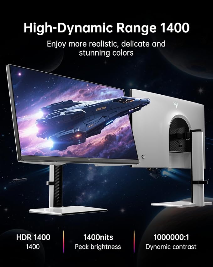 KTC 27 Inch Dual Mode Mini LED Monitor - 4K UHD at 160Hz & 1080P FHD 320Hz Gaming Monitor, 65W Type-C Port, HDR1400 Fast IPS Panel, Adaptive-Sync, HDMI 2.1 & DP 1.4, Height Adjustment, VESA Wall Mount