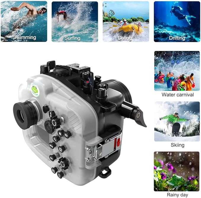 Sea frogs Underwater Camera Case Compatible with Canon EOS R6 60MM IPX8 40m/130ft Maximum Diving Depth Waterproof Camera Housing for Diving, Surfing, Rowing, Skiing