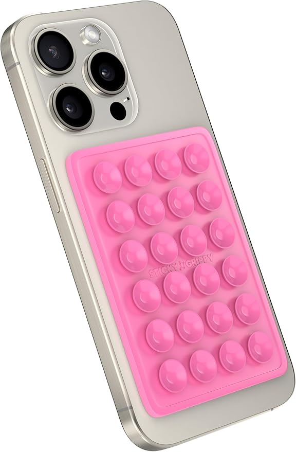 Suction Phone Case Mount, Sillicon Adhesive Phone Accessory for iPhone and Android, Hands-Free Fidget Toy Mirror Shower Phone Holder, Tiktok Videos and Selfies (Bubble Gum)