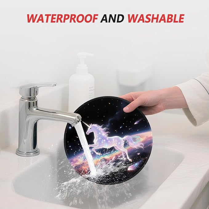 ITNRSIIET Mouse Pad Non-Slip Rubber Base Smooth Surface Stitched Edges Waterproof Durable Compatible with All Mice for Office & Gaming, Desk Accessory, Diameter 8.7 inch, Stellar