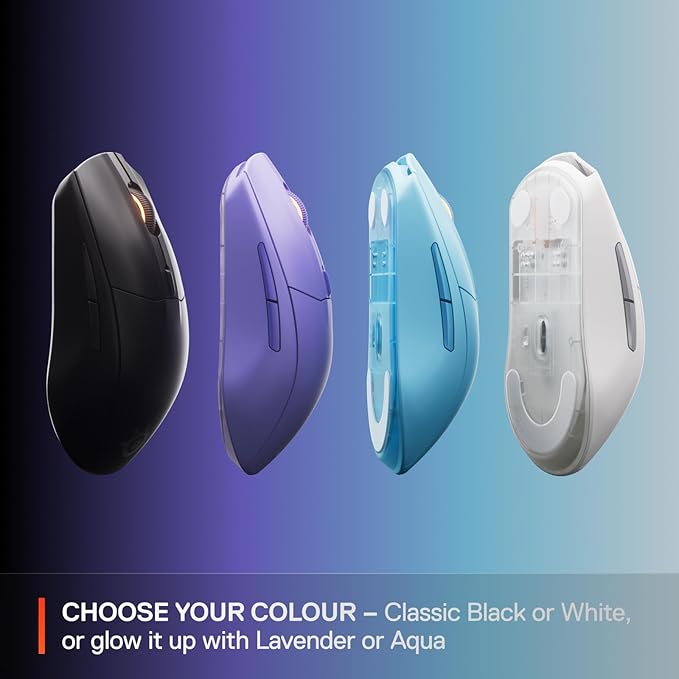 SteelSeries Rival 3 Wireless Gen 2 Gaming Mouse — 2.4GHz and Bluetooth — 18000 DPI TrueMove Air Optical Sensor — 60 Million Click Durability — Light-Weight — 100% PTFE Feet — Lavender