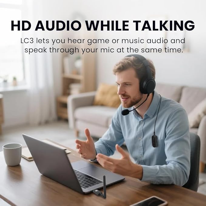 Avantree ProLink - Bluetooth 5.4 LE Audio Transmitter & Receiver Set, aptX Lite, 20 ms Ultra-Low Latency & HiFi Wireless Audio Adapter for Gaming, Calls, Music, Plug & Play for PC, PS5, Mac, Phones
