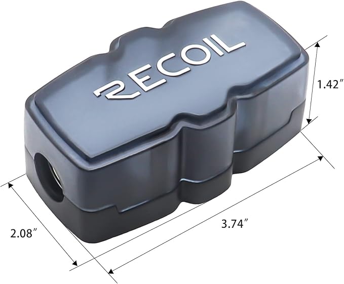 Recoil MFH12 2 Way Mini-ANL Fused Distribution Block, 1 X 0/2/4 Gauge in / 2 X 4/8 Gauge Out Fused Distribution Block with 60A, 80A, 100A Fuses, Solid Brass for Maximum Power Transfer