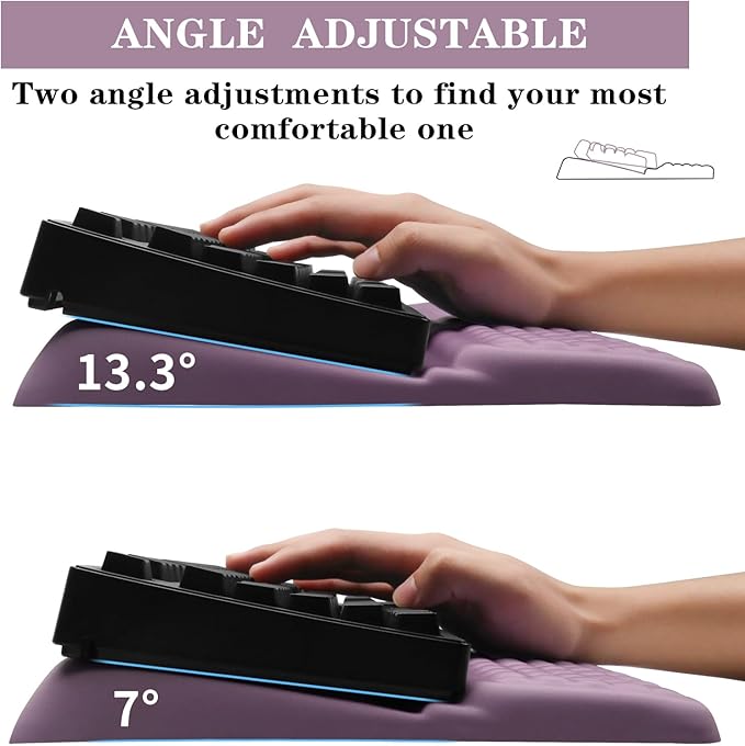 Computer Keyboard Stand Pad with Wrist Rest, Ergonomic Comfy Tilted Keyboard Stand Riser Holder Pad for Office Home (Purple)