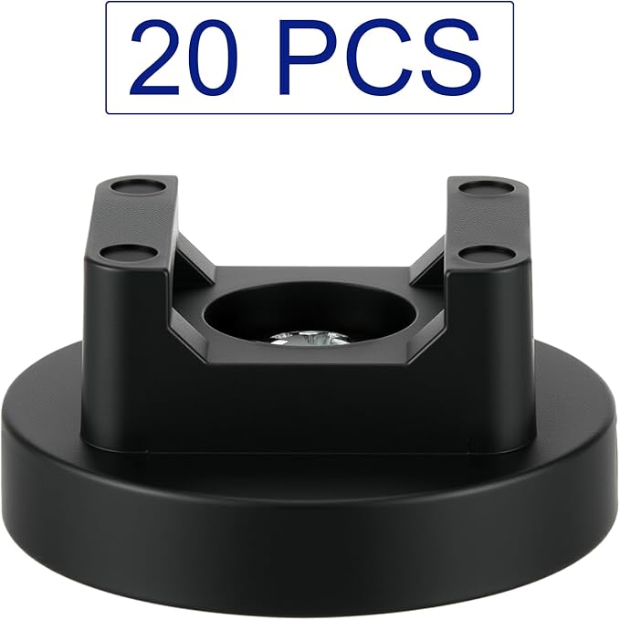 Yookeer 20 Pcs Magnetic Zip Tie Mount Base Black Magnetic Cable Clips Wire Holder Multipurpose Cable Ties Management Base Electrical Supplies for Wire (31 mm)