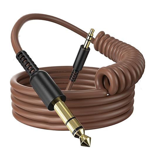 OneOdio 6.35mm to 3.5mm 6.6-9.8FT Stereo Adapter Cable Compatible with AMPs, Electronic Keyboards, Mixers, Guitars and Pro10/Pro30/Pro50 Headphones of OneOdio-Brown