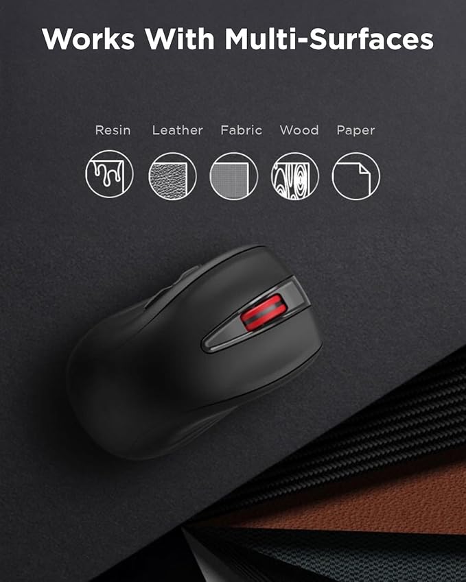 Lenovo USB-C Rechargeable Silent Mouse (WL500) - Silent Buttons, USB-C Rechargeable, Ambidextrous Grip, Adjustable DPI - Plug-and-Play 2.4G Receiver Computer Mouse (Black)