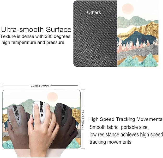 Mouse Pad, Abstract Mountain Mouse Pad, Washable Square Cloth Mousepad for Gaming Office Laptop, Non-Slip Rubber Cute Computer Mouse Pads for Wireless Mouse, Personalized Mouse Pads for Desk