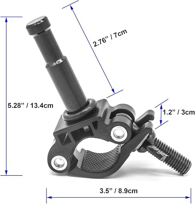 PHOCUS Half Coupler Clamp with 5/8" Pin, Photography Heavy Duty Truss Clamp for Round Tube to Support Studio Lighting, LED Ring Lights, Video Equipment (Clamp Range: 30-35mm)