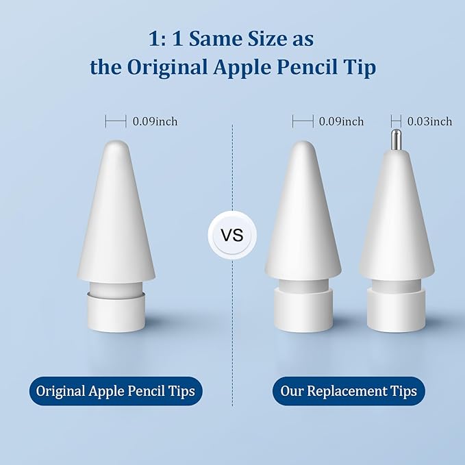 Replacement Tips for Apple Pencil Pro/2nd Gen/1st Gen/USB-C,No Wear Out Metal Nibs,Precise Control 0.78mm Longer Tips for iPad Pencil Accessories-(4 Pack)