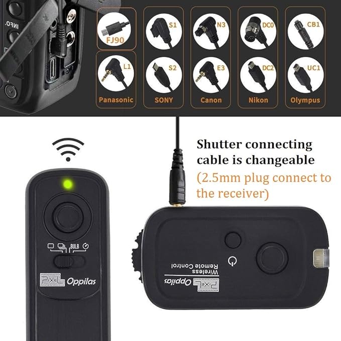 Pixel 2.4G Wireless Remote Control DC2 Remote Shutter Release Compatible with Nikon MC-DC2 Z7 Z7II Z6 Z6II Z5 D5600 D3300 D5000 D5100 D5200 D5300 D90 D7000 D7100 D7200 D7500 D780 D610 D750 P7700 P7800