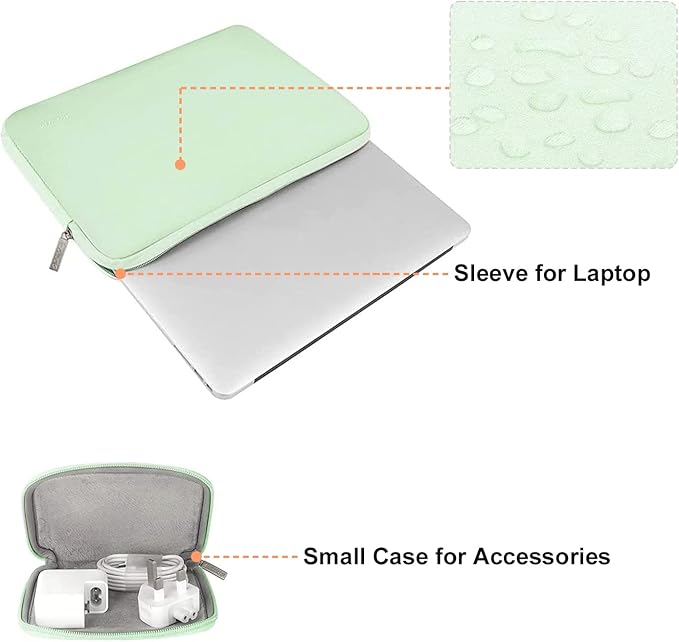 MOSISO Laptop Case 16 inch, 15-15.6 inch Laptop Sleeve Bag Compatible with MacBook Pro 16 inch, HP, Acer, Dell, Lenovo, ASUS Notebook, Neoprene Computer Sleeve Bag with Small Case, Honeydew Green