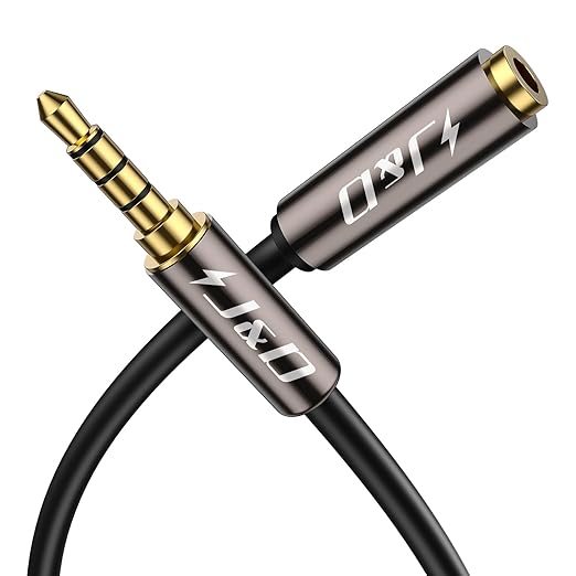J&D 3.5mm TRRS Cable, 1/8 Inch 4 Pole TRRS Jack Male to Female Auxiliary Extension Cable for Headphones, Car Stereos, Phones and Speakers, 3 Feet