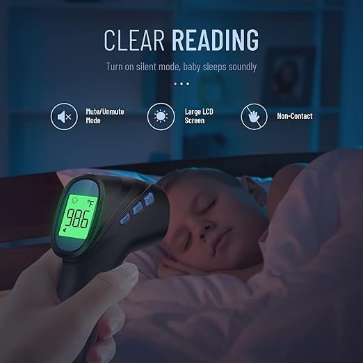 Forehead Thermometer for Adults and Kids, Digital Infrared Thermometer with Fever Alarm, Fast Accurate Results, Easy to use