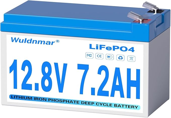 12V 7.2Ah LiFePO4 Battery, Lithium Battery with BMS, 3000+ Cycles, 92.16WH Deep Cycle Battery for Marine Battery, Car, RV, Golf Cart, Solar, Trolling Motor, Replace AGM/SLA