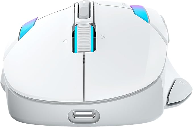 Turtle Beach Kone II Air – Wireless Ergonomic RGB Gaming Mouse, 350-Hr Battery, 26K DPI Optical Sensor, 100M Click Optical Switches, 21 Customizable Inputs, 4D Free-Spin Scroll Wheel – Arctic White