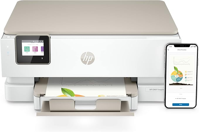 HP ENVY Inspire 7255e Wireless Color Thermal Inkjet Printer, Print, scan, copy, Easy setup,Mobile printing, Best-for-home, 3 month Instant Ink trial included