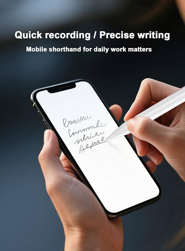Stylus Pen for Android Tablet/Phone Pom Tips Fast Charge Stylus Pen for iPhone Magnetic Active Pencil Compatible with Samsung A9+, iPhone, Lenovo and Other Android Smartphone and Tablet Devices-White