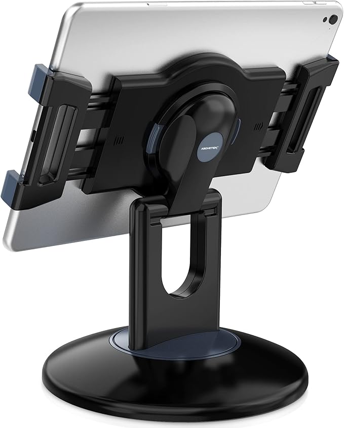 AboveTEK Retail Kiosk iPad Stand, 360° Rotating Commercial POS Tablet Stand, Fits 6"-13" (Screens) iPad mini Pro-Business Swivel Tablet Holder, for Store Office Reception Kitchen Desktop (Black)