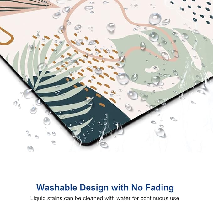 Mouse Pad, Boho Abstract Mouse Pad, Premium-Textured Square Mouse Mat Waterproof Non-Slip Rubber Base Computer Mousepad for Office Laptop Desk, Modern Tropical Leaves