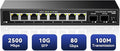 10 Port 2.5Gb Unmanaged Ethernet Switch with 8* 2.5G Base-T Ports, 2*10G SFP Ports, AUMOX PRO 80 Gbps Vlan Switching Capacity Compatible with 100/1000/2500Mbps Plug and Play