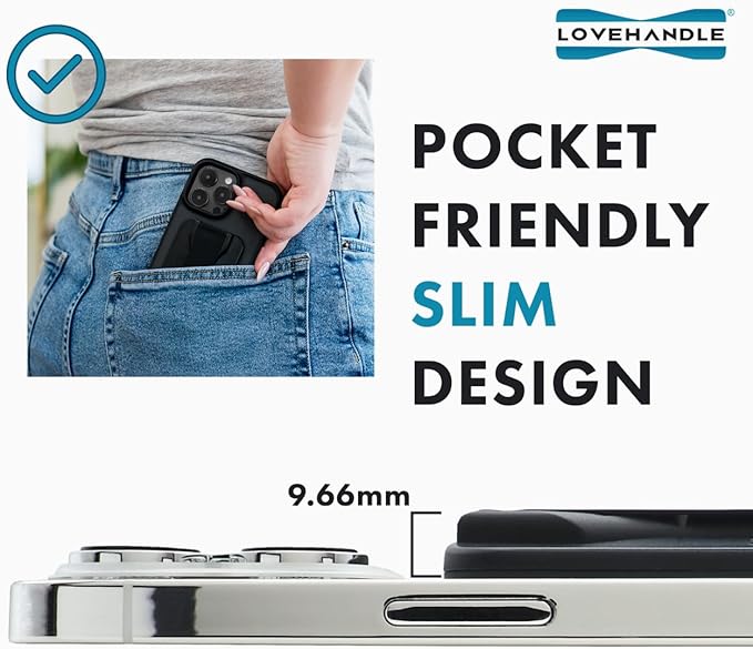 LoveHandle PRO MagSafe Compatible Magnetic Phone Grip w/Kickstand - Mount, Strap and Stand for Smartphone and Tablet - MagSafe Ring Included - Fits All Devices - Light Pink