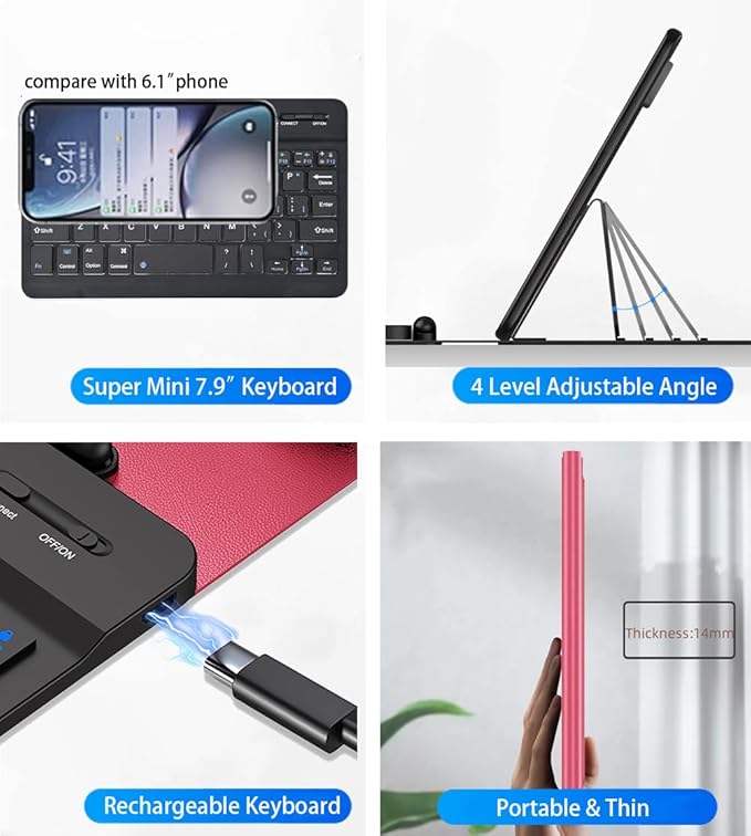 for Samsung Galaxy Z Fold 7 6 5 Keyboard and Mouse, Portable Mini Bluetooth Keyboard with Leather Case and Capacitive Pen, 4 in 1 Set for Z Fold 7 Accessories