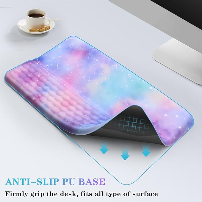 Computer Keyboard Stand with Wrist Rest, Ergonomic Tilted Keyboard Holder - Keyboard Riser with Wrist Pad - Keyboard Tray Support for Office Home -Colorful Stars