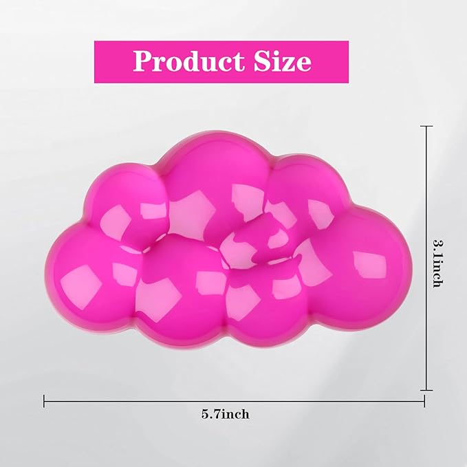 Gel Cloud Mouse Wrist Rest, Cute Wrist Support and Arm Support for Mouse Rest Typing Pain Relief，Suitable for Office/Computer/Laptop/Gaming (Transparent Red)