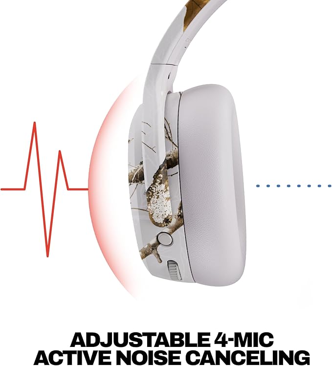 Skullcandy Crusher ANC 2 Wireless Over-Ear Bluetooth Headphones with Multi-Sensory Bass, Active Noise Cancelling, Up to 60 Hours Battery, Microphone for iPhone Android - Realtree Edge Colors White