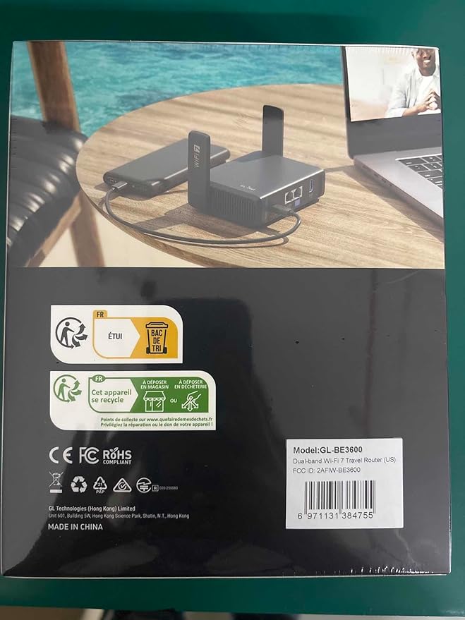 GL.iNet GL-BE3600 (Slate 7) Portable Travel Router, Pocket Dual-Band Wi-Fi 7, 2.5G Router, Portable VPN Routers WiFi for Travel, Public Computer Routers, Business Trip, Moblie/RV/Cruise/Plane