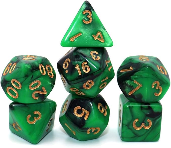 Polyhedral D&D Dice Set-5 Pack Double-Colors Dice Sets Compatible with Dungeons and Dragons DND Role Playing Game RPG MTG Games Dice with D4 D6 D8 D10 D% D12 D20 (5 Colors Set)