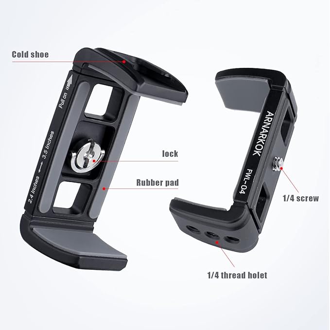 Power Bank Clamp Holder,Camera Cage,with 1/4" Screw,Cold Shoe Mount,Phone Holder Clip [Thick Case & Big Phones Friendly],Radar Detector Mount for Truck Compaitbale with Anker Power Bank