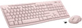 Logitech MK270 Wireless Keyboard and Mouse Combo for Windows, 2.4 GHz, 8 Multimedia Keys, PC, Laptop, Wireless Keyboard Compact Mouse Combo - Rose