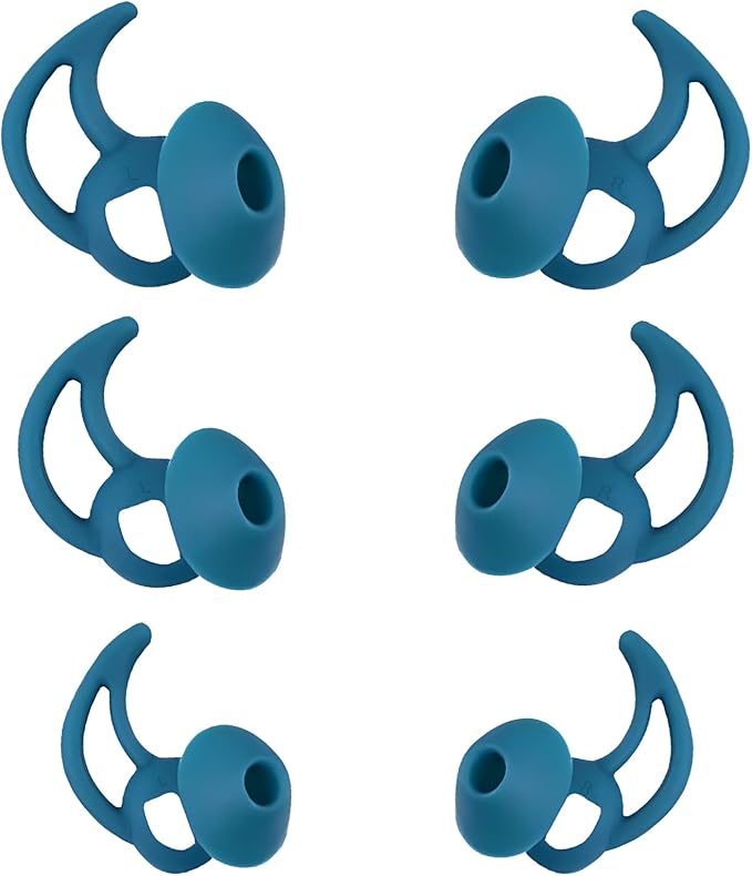 Ear Bud Pads Replacement Ear Tips Silicone Earbud Tips Compatible with Bose Quietcomfort and Sport Headphone Rubber Tips Earbud Covers Eartips 3 Pairs S M L Blue