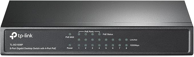 TP-Link TL-SG1008P V4 | 8 Port Gigabit PoE Switch | 4 PoE+ Ports @64W | Desktop | Plug & Play | Sturdy Metal w/ Shielded Ports | Fanless | Limited Lifetime Protection | QoS & IGMP Snooping | Unmanaged