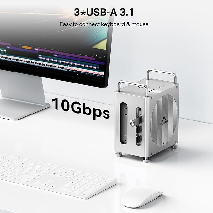 ACASIS 40Gbps Mac mini M4 Dock with Dual-Bay NVMe SSD Enclosure, 11-1 Workstation for Mac mini M4 and M4 Pro, Docking Station with DP 4K60Hz, 3XUSB-A10G, PD 30W, SD/TF4.0, Support Dual SSD B+M M-Key